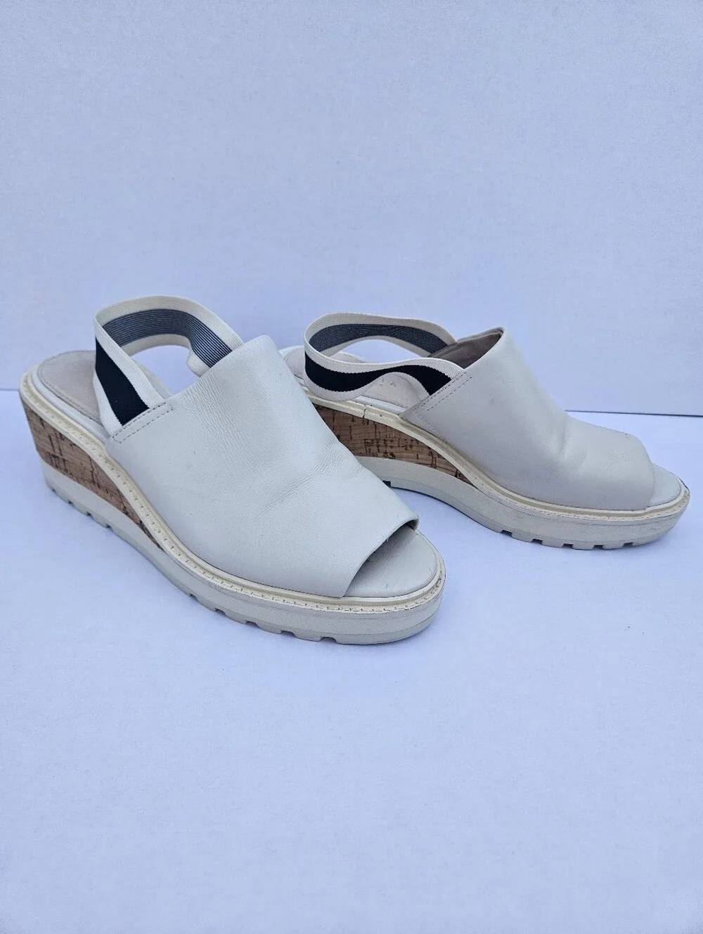 Cecelia New York White Leather Platform Wedge Sandals - Size 6.5